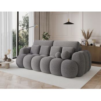 Canapea extensibila 3 locuri ELTAP, Cotonn, 256x119x105 cm, lemn/poliester, gri inchis