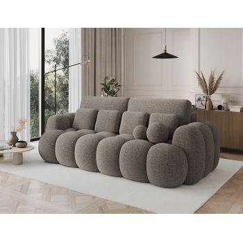 Canapea extensibila 3 locuri ELTAP, Cotonn, 256x119x105 cm, lemn/poliester, maro