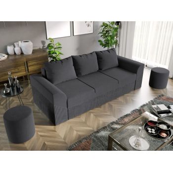 Canapea Extensibila Cali Catifea / Reiat Gri Inchis