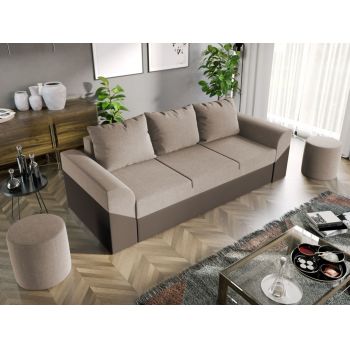 Canapea Extensibila Cali Stofa Bej / Piele Maro
