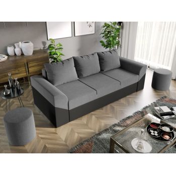 Canapea Extensibila Cali Stofa Gri Deschis / Piele Gri