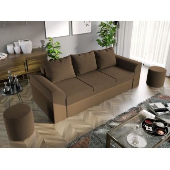 Canapea Extensibila Cali Stofa Maro / Piele Cappuccino Canapea Extensibila Cali Stofa Maro / Piele Cappuccino