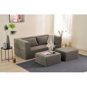 Canapea extensibilă cu 2 locuri, Balcab Home, 825BLC5401, Material: 100% ȘENILĂ, Gri