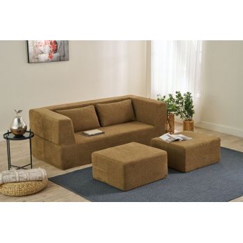 Canapea extensibilă cu 2 locuri, Balcab Home, 825BLC5405, Material: 100% ȘENILĂ, Maro
