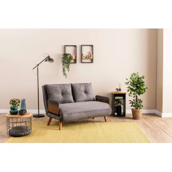 Canapea extensibilă cu 2 locuri, Futon, 859FTN2718, Metal , Gri