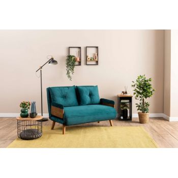 Canapea extensibilă cu 2 locuri, Futon, 859FTN2719, Metal , Verde petrol