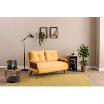 Canapea extensibilă cu 2 locuri, Futon, 859FTN2720, Metal , Galben mustar