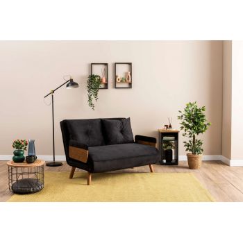 Canapea extensibilă cu 2 locuri, Futon, 859FTN2721, Metal , Negru