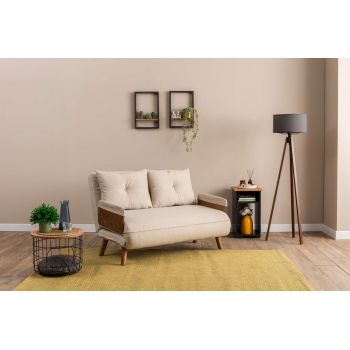 Canapea extensibilă cu 2 locuri, Futon, 859FTN2722, Metal , Crem