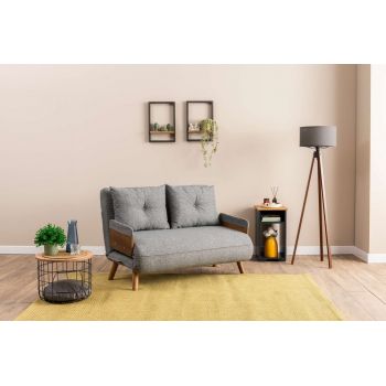 Canapea extensibilă cu 2 locuri, Futon, 859FTN2723, Metal , Gri deschis