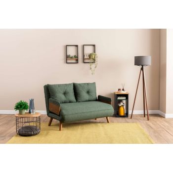Canapea extensibilă cu 2 locuri, Futon, 859FTN2725, Metal , Verde