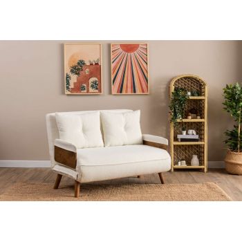 Canapea extensibilă cu 2 locuri, Futon, 859FTN2726, Metal , Alb
