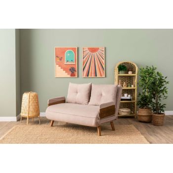 Canapea extensibilă cu 2 locuri, Futon, 859FTN2727, Metal , Bej