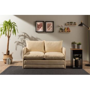 Canapea extensibilă cu 2 locuri, Futon, 859FTN2872, Metal , Crem