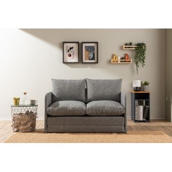 Canapea extensibilă cu 2 locuri, Futon, 859FTN2874, Metal , Gri deschis