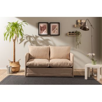 Canapea extensibilă cu 2 locuri, Futon, 859FTN2877, Metal , Bej