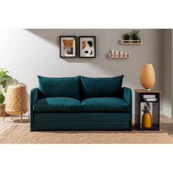 Canapea extensibilă cu 2 locuri, Futon, 859FTN2885, Metal , Verde petrol