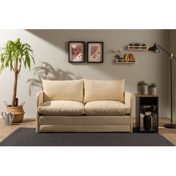 Canapea extensibilă cu 2 locuri, Futon, 859FTN2886, Metal , Crem