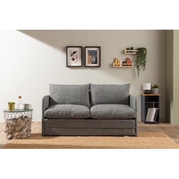 Canapea extensibilă cu 2 locuri, Futon, 859FTN2888, Metal , Gri deschis