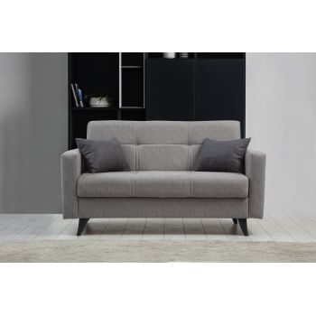 Canapea extensibilă cu 2 locuri, Misty, 730MST1105, Cadru: METAL/LEMN, Gri deschis