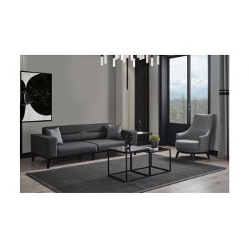 Canapea extensibila cu 3 locuri, Artie, 560ARE2902, Lemn de fag / PAL, Antracit