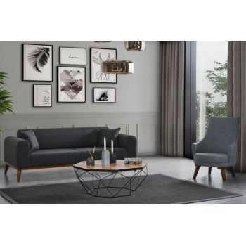 Canapea extensibila cu 3 locuri, Artie, 560ARE2905, Lemn de fag / PAL, Antracit
