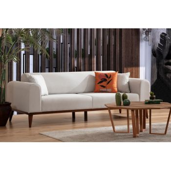 Canapea extensibila cu 3 locuri, Artie, 560ARE2906, Lemn de fag / PAL, Crem