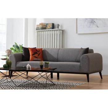 Canapea extensibila cu 3 locuri, Artie, 560ARE2911, Lemn de fag / PAL, Gri deschis