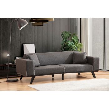 Canapea extensibila cu 3 locuri, Artie, 560ARE2915, Lemn de fag / PAL, Antracit
