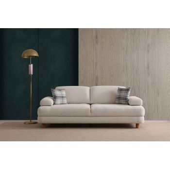 Canapea extensibila cu 3 locuri, Artie, 560ARE4165, Cadru: LEMN/PAL, Crem