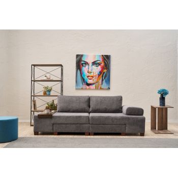 Canapea extensibila cu 3 locuri, Balcab Home, 825BLC4307, Lemn, Gri