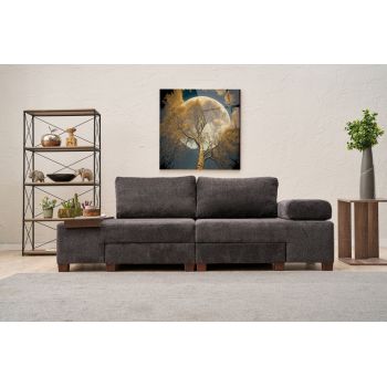 Canapea extensibila cu 3 locuri, Balcab Home, 825BLC4308, Lemn, Antracit
