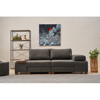 Canapea extensibila cu 3 locuri, Balcab Home, 825BLC4311, Lemn, Antracit