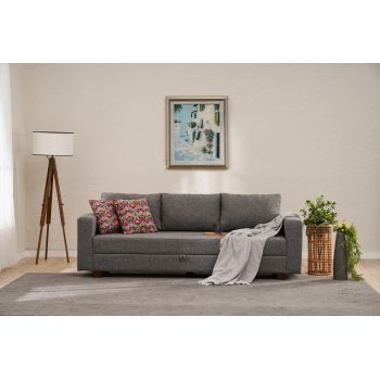 Canapea extensibila cu 3 locuri, Balcab Home, 825BLC5246, Cadru: LEMN/MDF/PLA, Gri