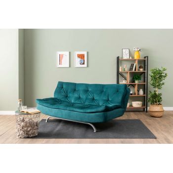 Canapea extensibila cu 3 locuri, Futon, 859FTN2893, Metal , Verde petrol