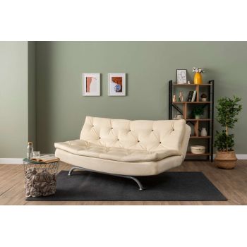 Canapea extensibila cu 3 locuri, Futon, 859FTN2894, Metal , Crem