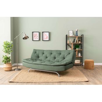 Canapea extensibila cu 3 locuri, Futon, 859FTN2895, Metal , Verde