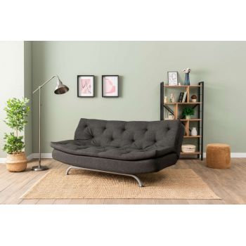 Canapea extensibila cu 3 locuri, Futon, 859FTN2896, Metal , Gri inchis