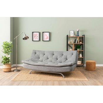 Canapea extensibila cu 3 locuri, Futon, 859FTN2897, Metal , Gri deschis
