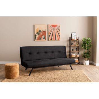 Canapea extensibila cu 3 locuri, Futon, 859FTN2900, Metal , Negru