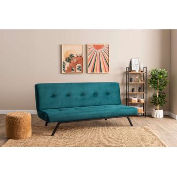 Canapea extensibila cu 3 locuri, Futon, 859FTN2901, Metal , Verde petrol