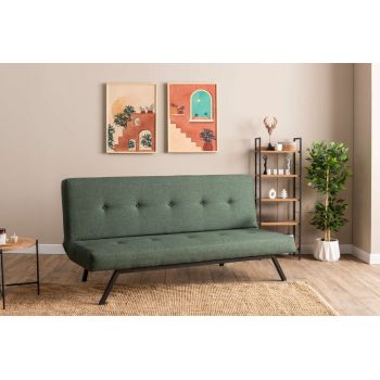 Canapea extensibila cu 3 locuri, Futon, 859FTN2902, Metal , Verde