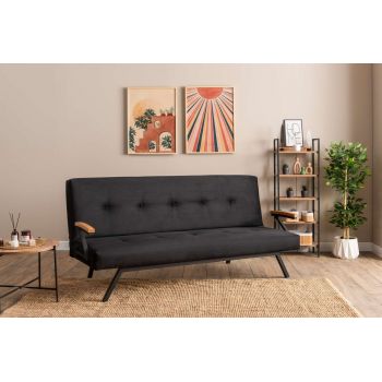 Canapea extensibila cu 3 locuri, Futon, 859FTN2904, Metal , Negru