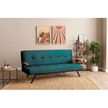 Canapea extensibila cu 3 locuri, Futon, 859FTN2905, Metal , Verde petrol