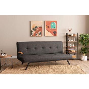 Canapea extensibila cu 3 locuri, Futon, 859FTN2906, Metal , Gri inchis