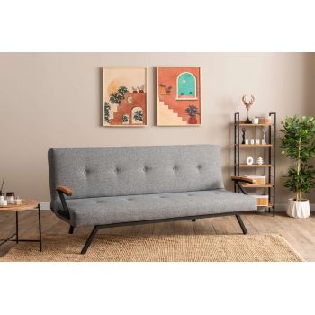 Canapea extensibila cu 3 locuri, Futon, 859FTN2907, Metal , Gri deschis