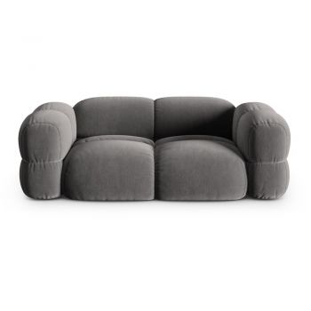 Canapea gri cu tapițerie din catifea 210 cm Loretto – Cosmopolitan Design