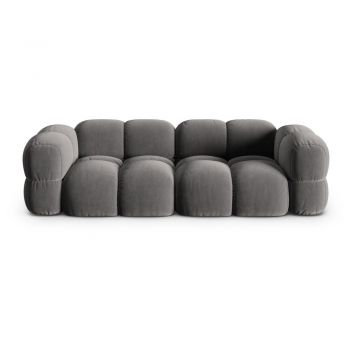 Canapea gri cu tapițerie din catifea 250 cm Loretto – Cosmopolitan Design