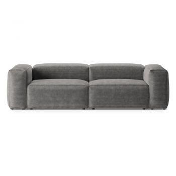 Canapea gri deschis cu tapițerie din catifea reiată 264 cm Bergano – Cosmopolitan Design