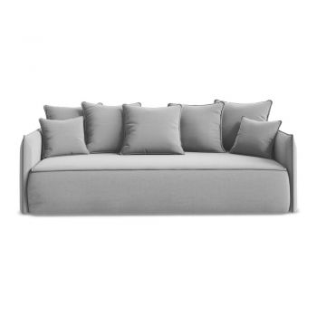 Canapea gri deschis extensibilă/cu spațiu de depozitare cu tapițerie din catifea 225 cm Hula – Makamii